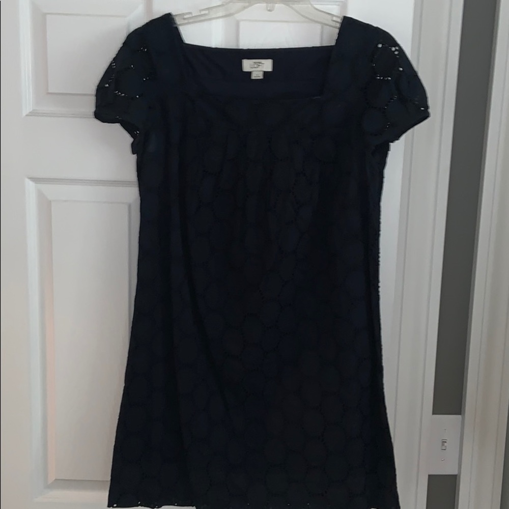 Ann Taylor Loft navy eyelet dress